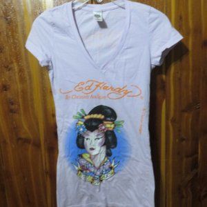 Ed Hardy Kiss of Death Lavender Shirt, Sz. S